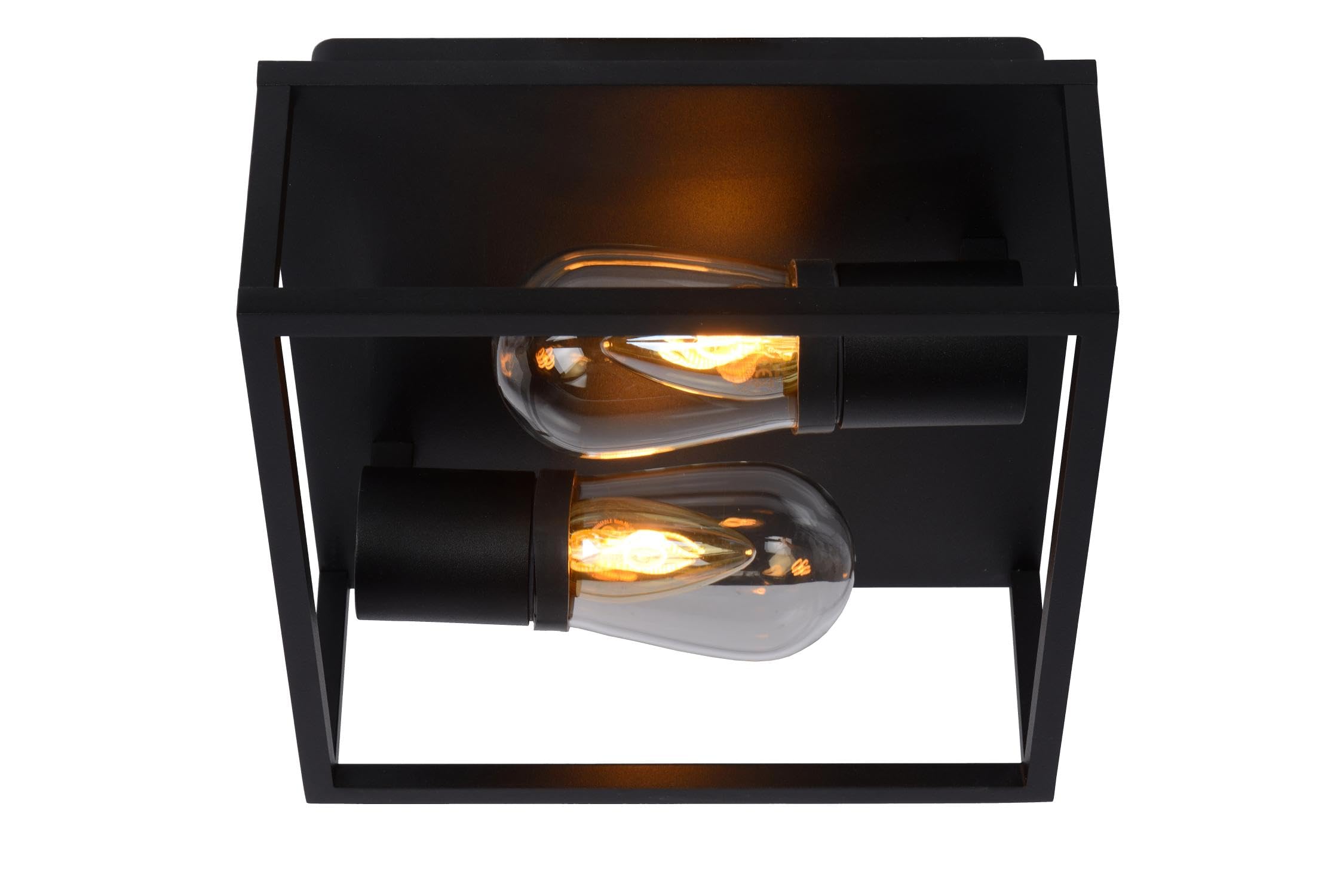 LUCIDE Carlyn - Flush Ceiling Light Bathroom - 2xE14 - IP54 - Black