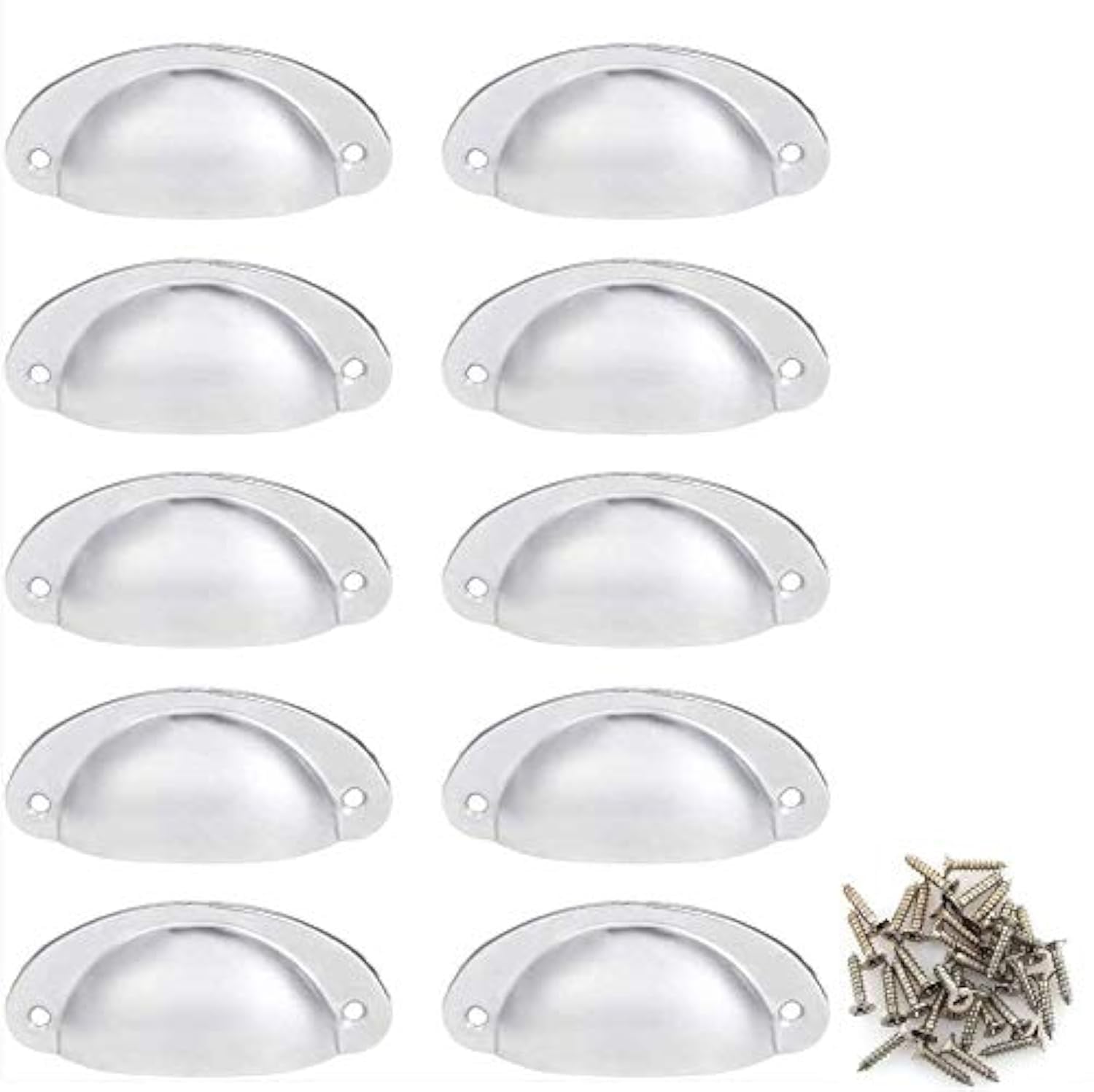 Namvo 10 Pack Drawer Pull Handles Vintage Antique Shell Cup Kitchen Cupboard Door Cabinet Furniture Knobs with Screws White (8.2 X 3.5cm)