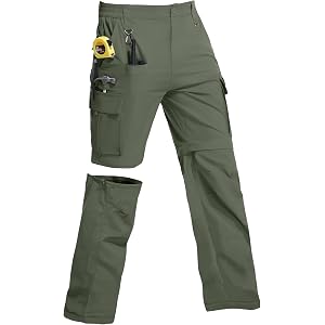 MeGriverous Men's Convertible Hiking Pants Zip Off Pants Mens Lightweight Quick Dry Cargo Pants for Fishing with 9 Pockets