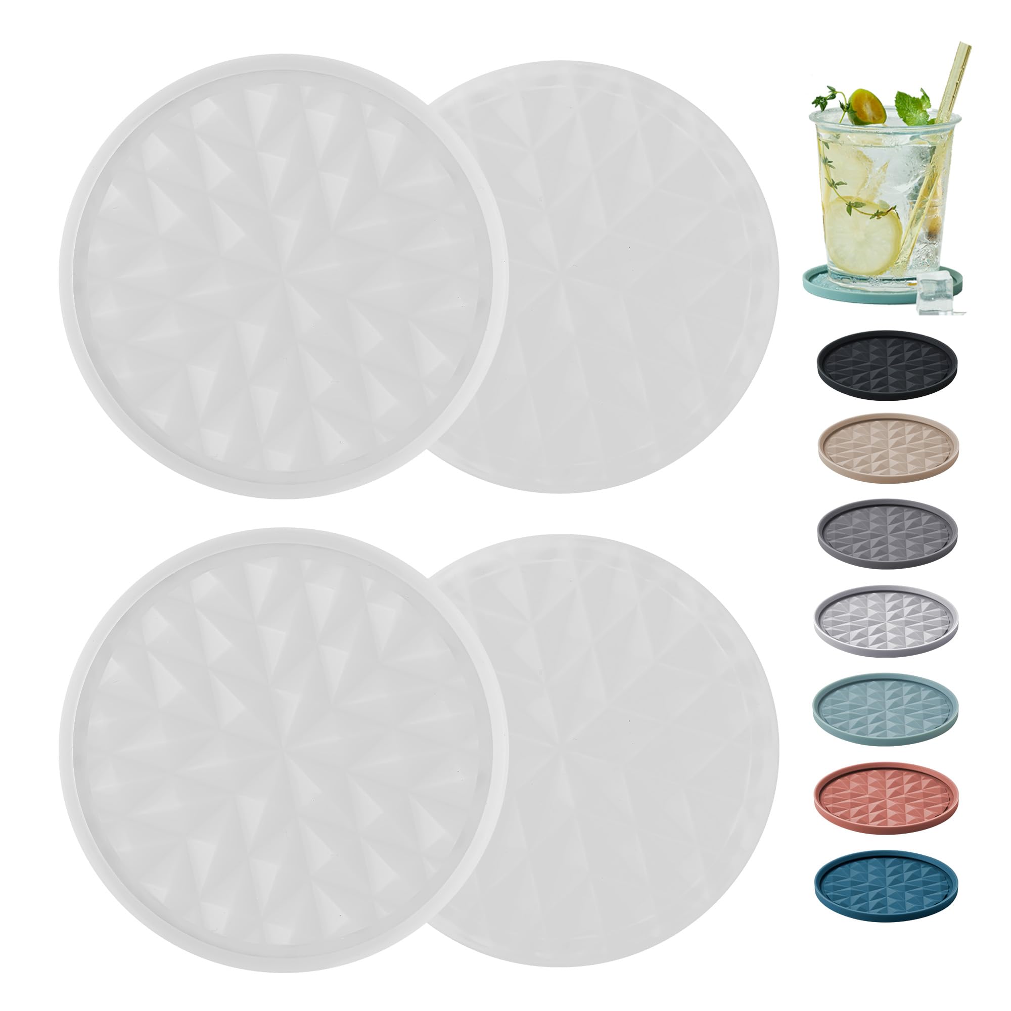 Photo 1 of Wingcases Silicone Coasters for Drinks[4 Pack]- Cup Mat for Tabletop Protection-Non-Slip, Non-Stick, Coffee Table Decor, Great Gift for Any Occasion, Translucent