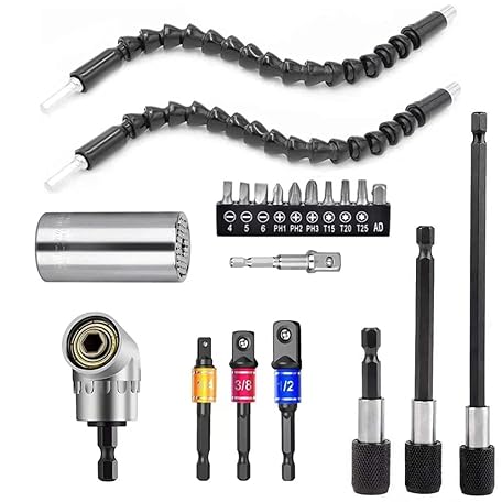 Impact Driver Flexible Shaft Bits Drill Extension, 1 Piece 105 Angle Screwdriver Attachment Adapter 3 Pieces Cordless Screwdriver Socket Adapter Set 1 4 3 8 1 2 Inch 1 Piece Flexible Angle Extension Bit Kit Klein Tools