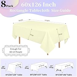 8 Pack Beige Table Cloth 60x126 Inch Rectangle