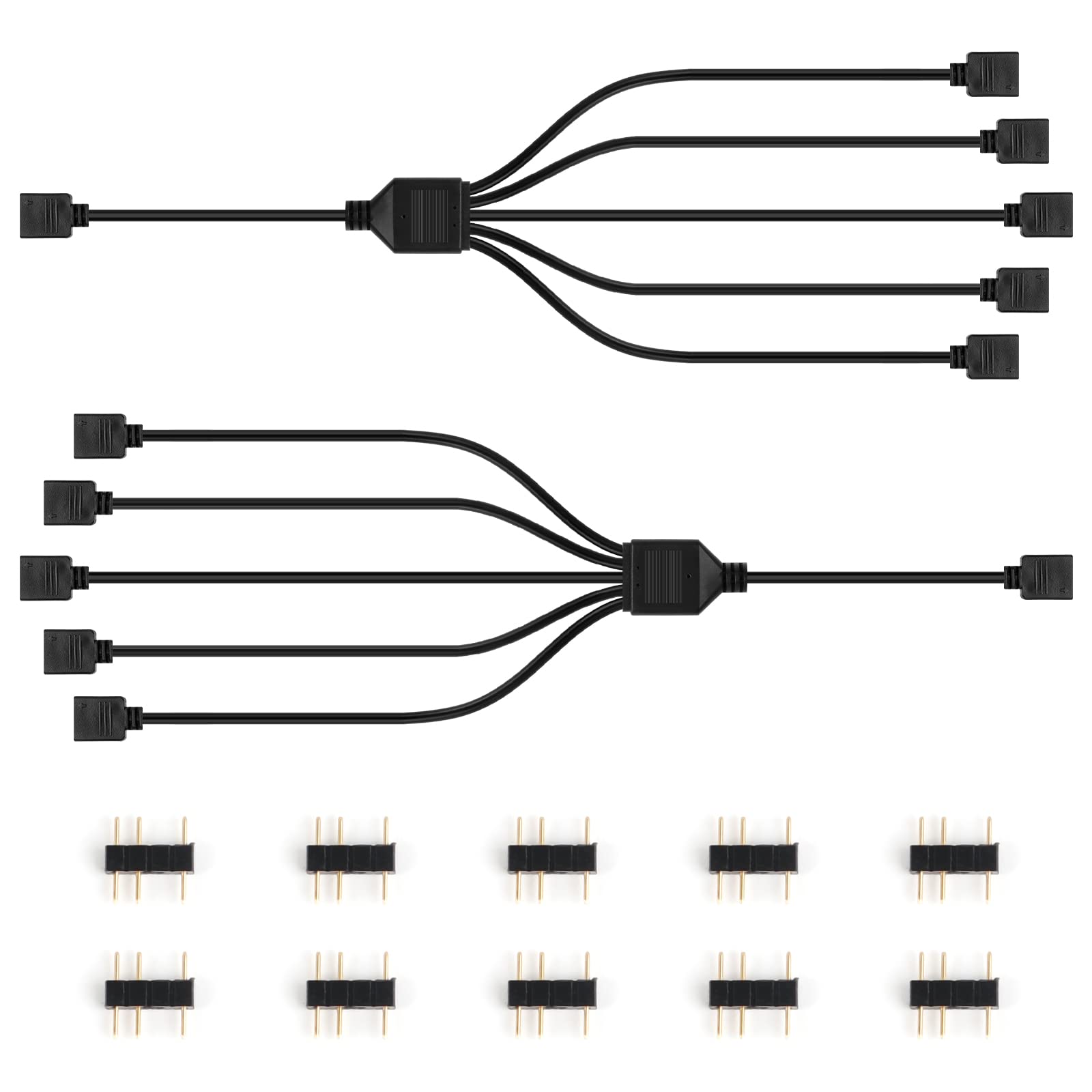 Dasyusuo 2Pcs RGB Splitter Cable - 3 Pin 1 to 5 Female LED RGB Splitter Connector Cable - 50cm Long, Supports 5V Only