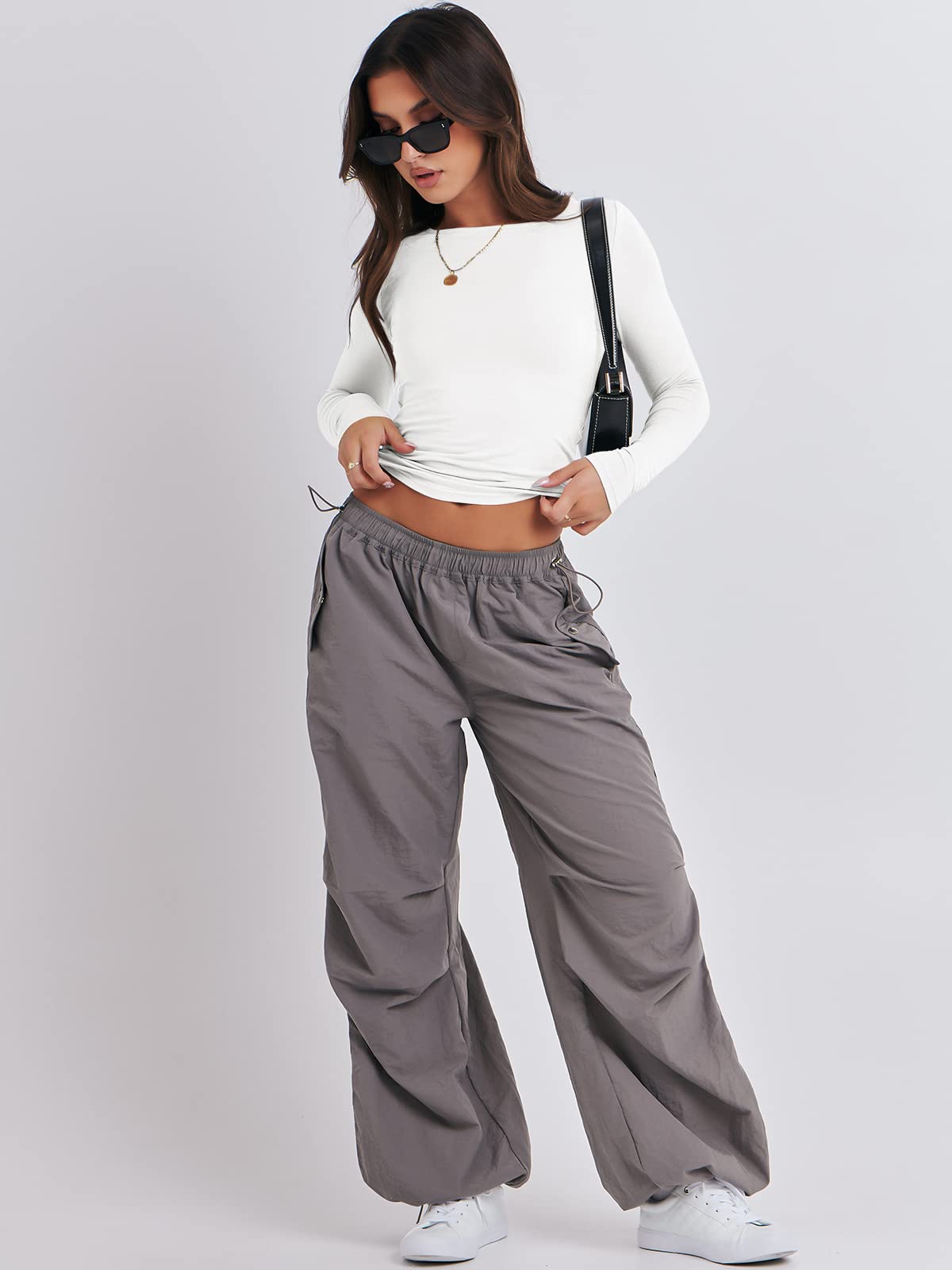 ANRABESS Women’s Long Sleeve Shirts Tight Fitted Going Out Crop Tops Crewneck Basic Tee Y2k Fall Outfits Teens Girls Clothes