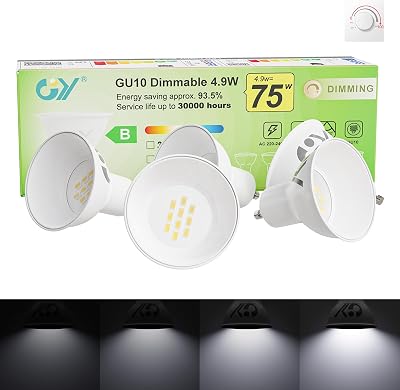 GY Dimmable GU10 LED Bulb 4.9W 790LM 6500K 120° Beam 5 Pack