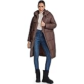 ALSOGO Women's Long Puffer Coat Thickened Hooded Quilted Padded Jacket Warm Winter Down Parka with Zipper Pockets