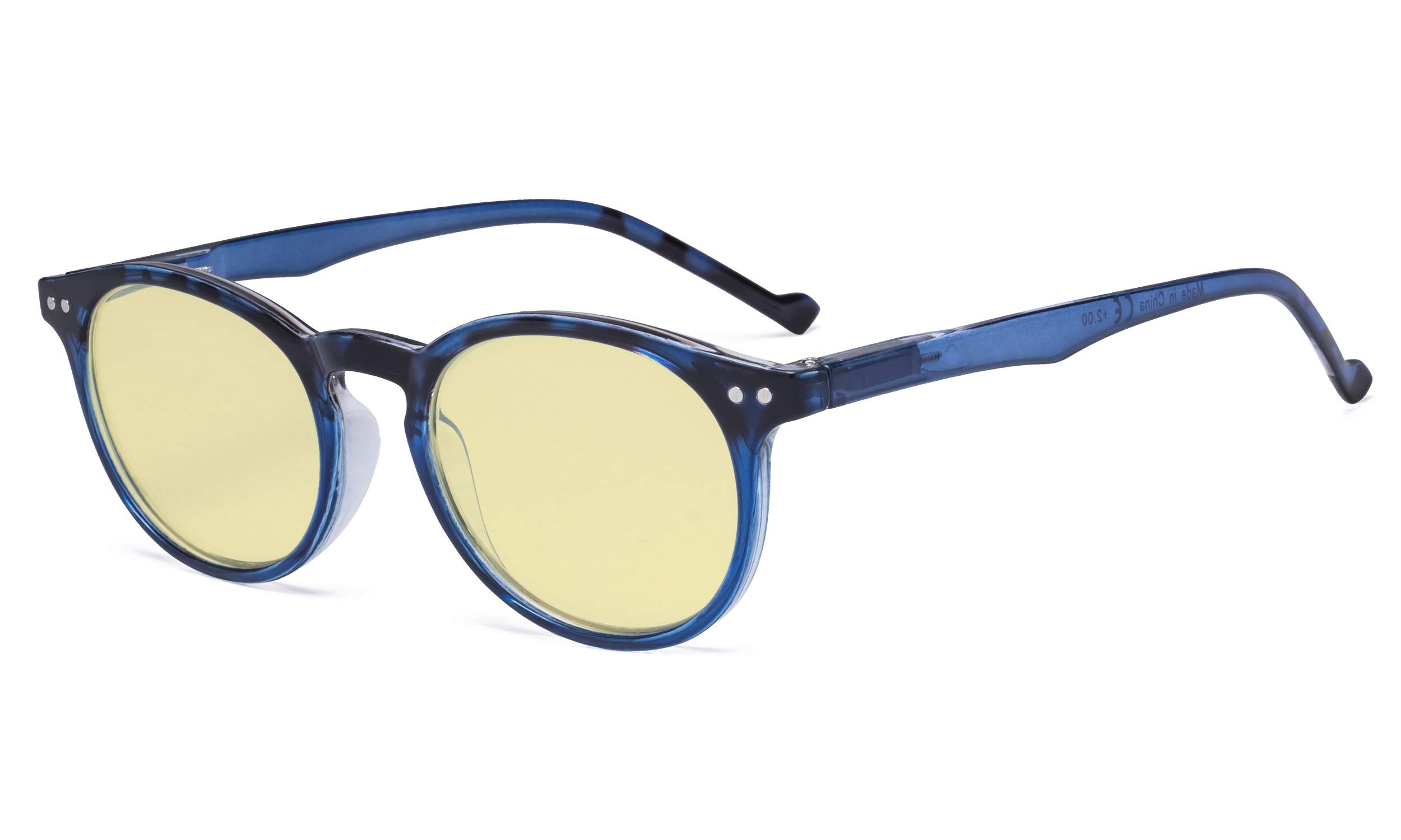 Eyekepper Stylish Blue Light Blocking Glasses Women - Anti Digital Glare UV Ray Oval Round Computer Reading Glasses with Yellow Filter Lens - Blue +0.50 — image 1