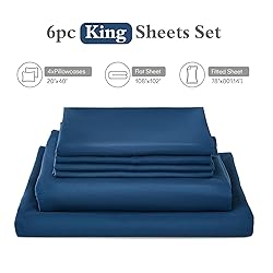 ILAVANDE Navy Blue King Sheets Set 6 Piece,Hotel