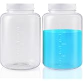 Tatuo 2 Pcs 64 oz 2000ml Polyethylene Reagent Bottle Plastic Sample Bottles with Screw Caps Translucent PE Sample Containers with Lid for Liquids, Laboratory, Storage at Home (Translucent)