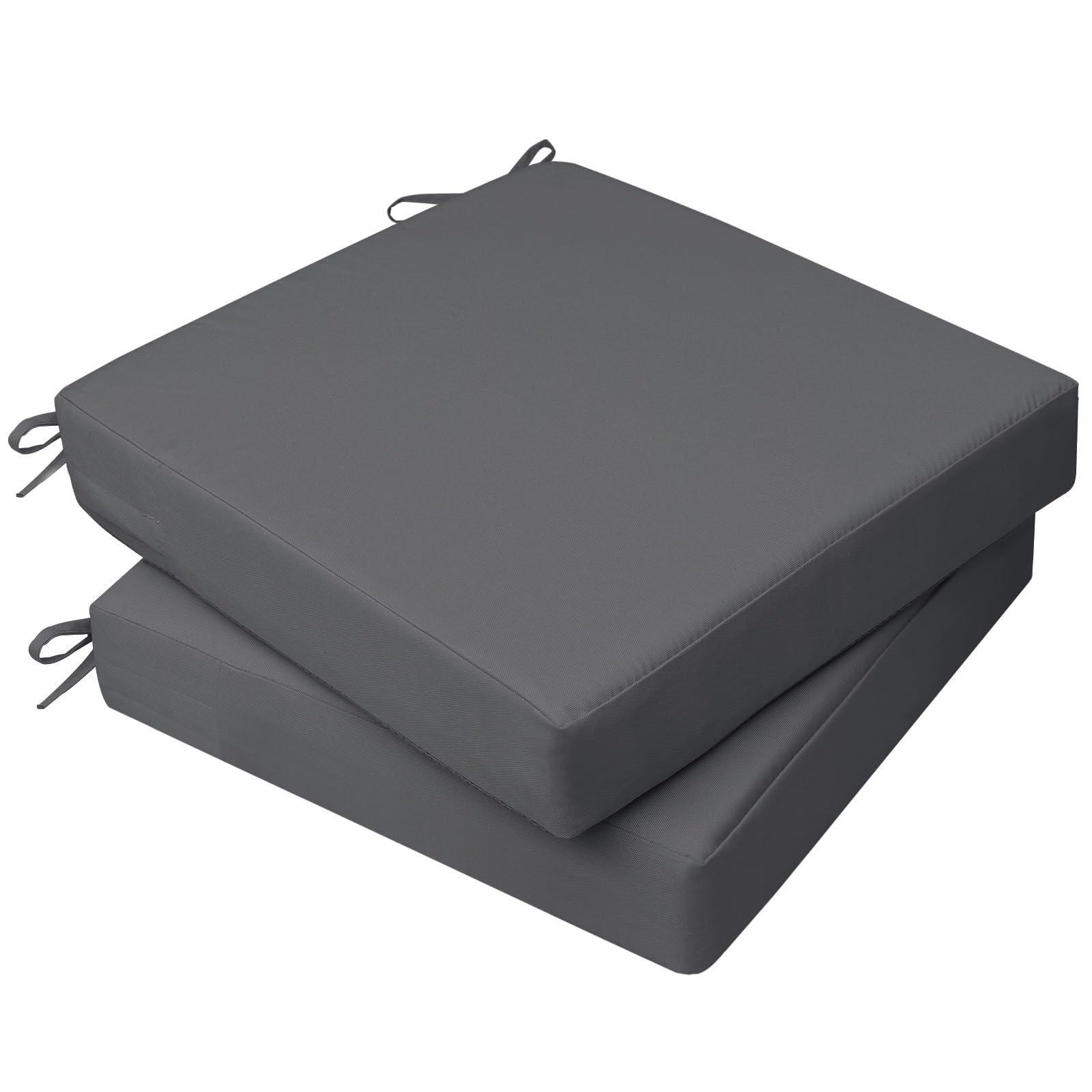 AAAAAcessories Outdoor Seat Cushions for Chairs, Waterproof, Fade-Resistant, 20" x 18" x 3", Patio Furniture Replacement Cushions, Set of 2, Dark Gray Image
