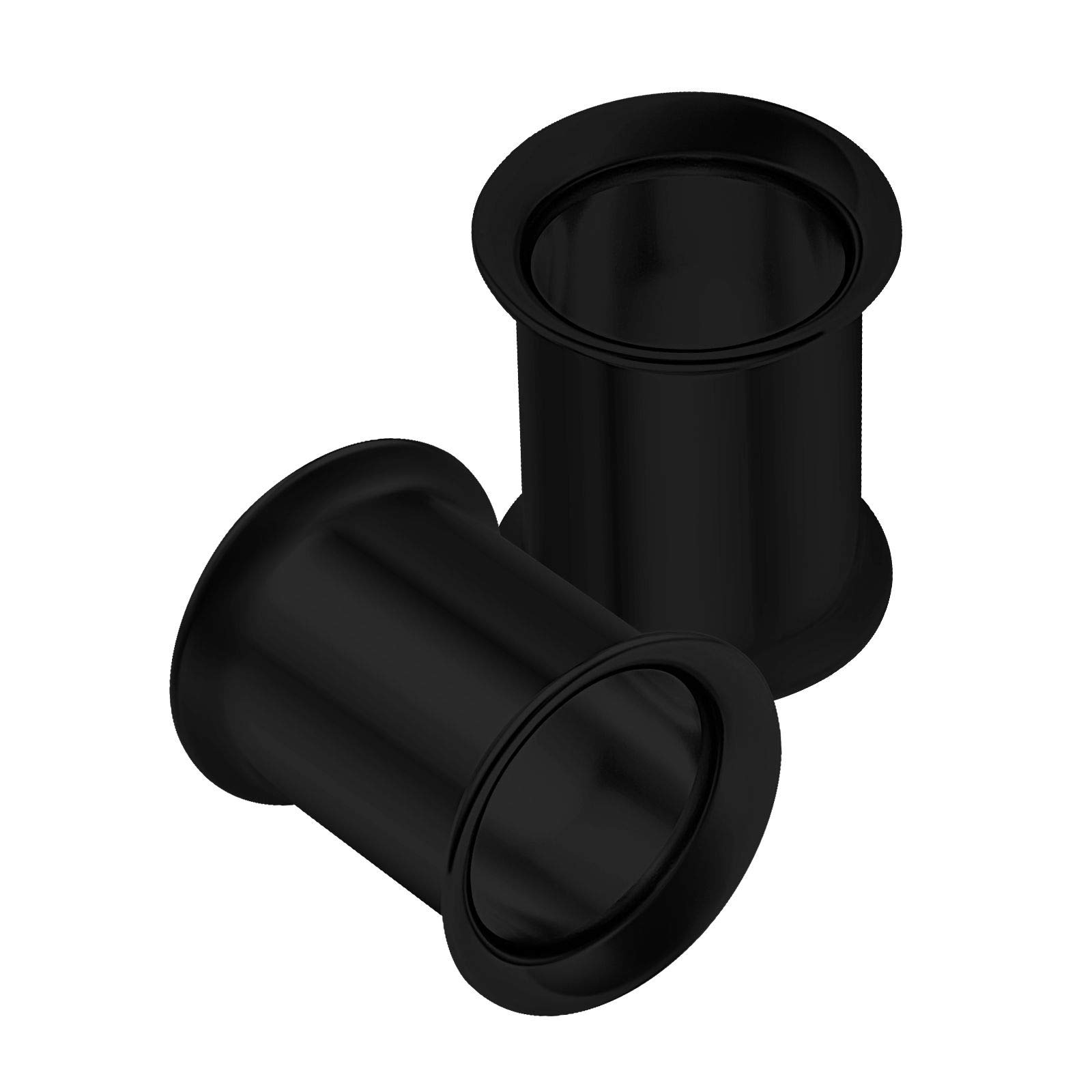 KJM FASHION 2PCS Stainless Steel Black 0g 8mm Double Flared Saddle Stretcher Ear Tunnel Gauge Plug Earring Lobe Piercing Jewellery 1846