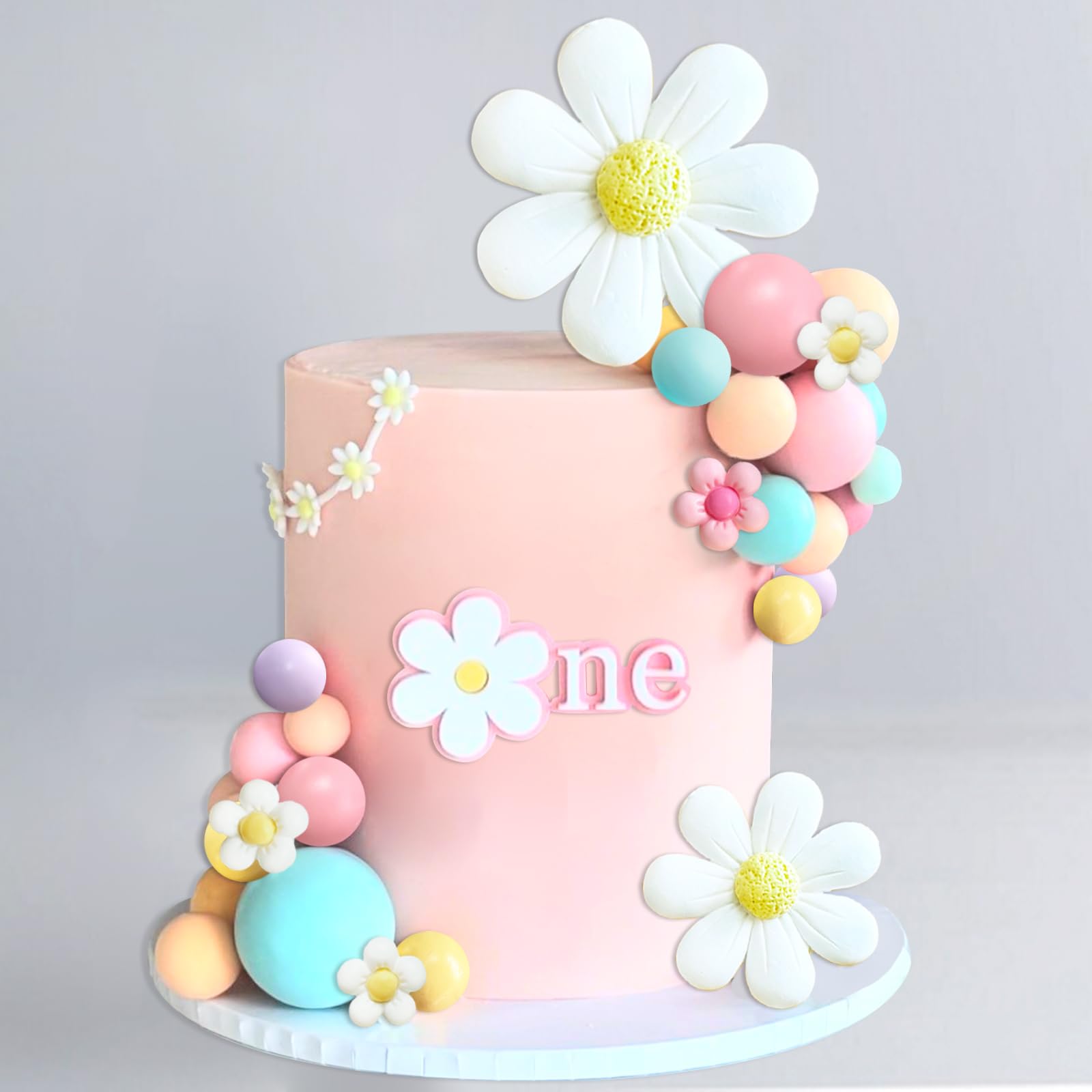Photo 1 of 42Pcs Boho Daisy Flower Cake Topper Mini Balls Cake Decorations Retro Groovy Cake Toppers for Women Girls Kids Birthday Baby Shower Wedding Daisy Flower Hippie Themed Party Supplies