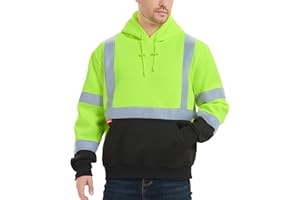 ProtectX Class 3 High Visibility Safety Sweatshirt for Men, Reflective Hoodie with Large Pocket for Construction & Work