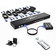 MT-VIKI 8 Port KVM Switch HDMI, 4K@30Hz 1U Rack Mount KVM Switch w/IR Remote & Wire-Desktop Controller & 8 HDMI KVM Cables & Rack Ears & Power Adapter
