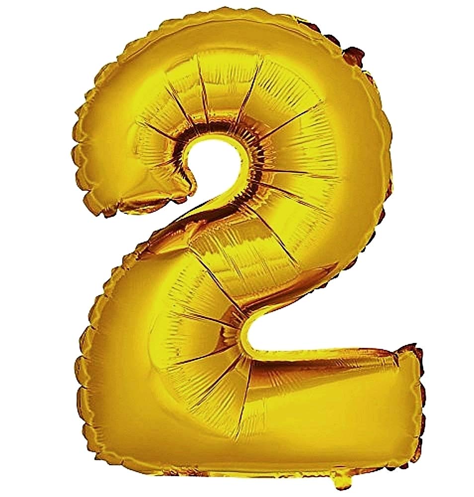 Lovelegis Balloon age years - Balloon - Number 2 - Height 100 cm - Gold color - Birthday - New Year - Party - Decorations