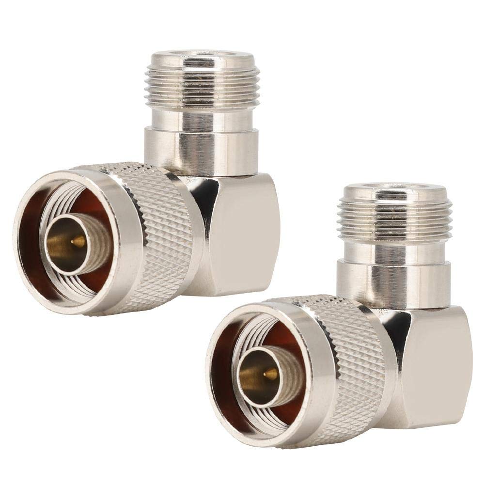 Socobeta 2 Pcs Coaxial Adapter N Male to N Female Elbow RF Coaxial Connector for Radio Antenna