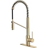 KRAUS Oletto Commercial Style Single Handle Pull Down Kitchen Faucet with QuickDock Top Mount Installation Assembly in Spot Free Antique Champagne Bronze, KPF-2631SFACB