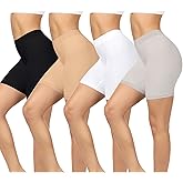 BESTENA 4 Pack Slip Shorts for Under Dress Seamless Smooth Boyshorts Panties Boxer Briefs for Women