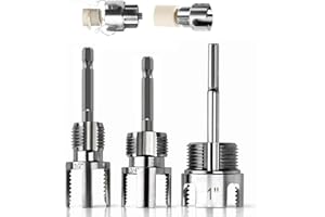 Saipor 3Pcs PVC Pipe Threader Kit 1/2" & 3/4" & 1" NPT, Integrated Internal & External Pipe Threading Tool, Electric Drill Co