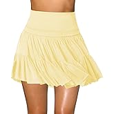 Women's Mini Skirt Skort Flowy Pleated High Waisted Ruffle Tennis Skirts for Women Athletic Skater Golf with Shorts Pockets
