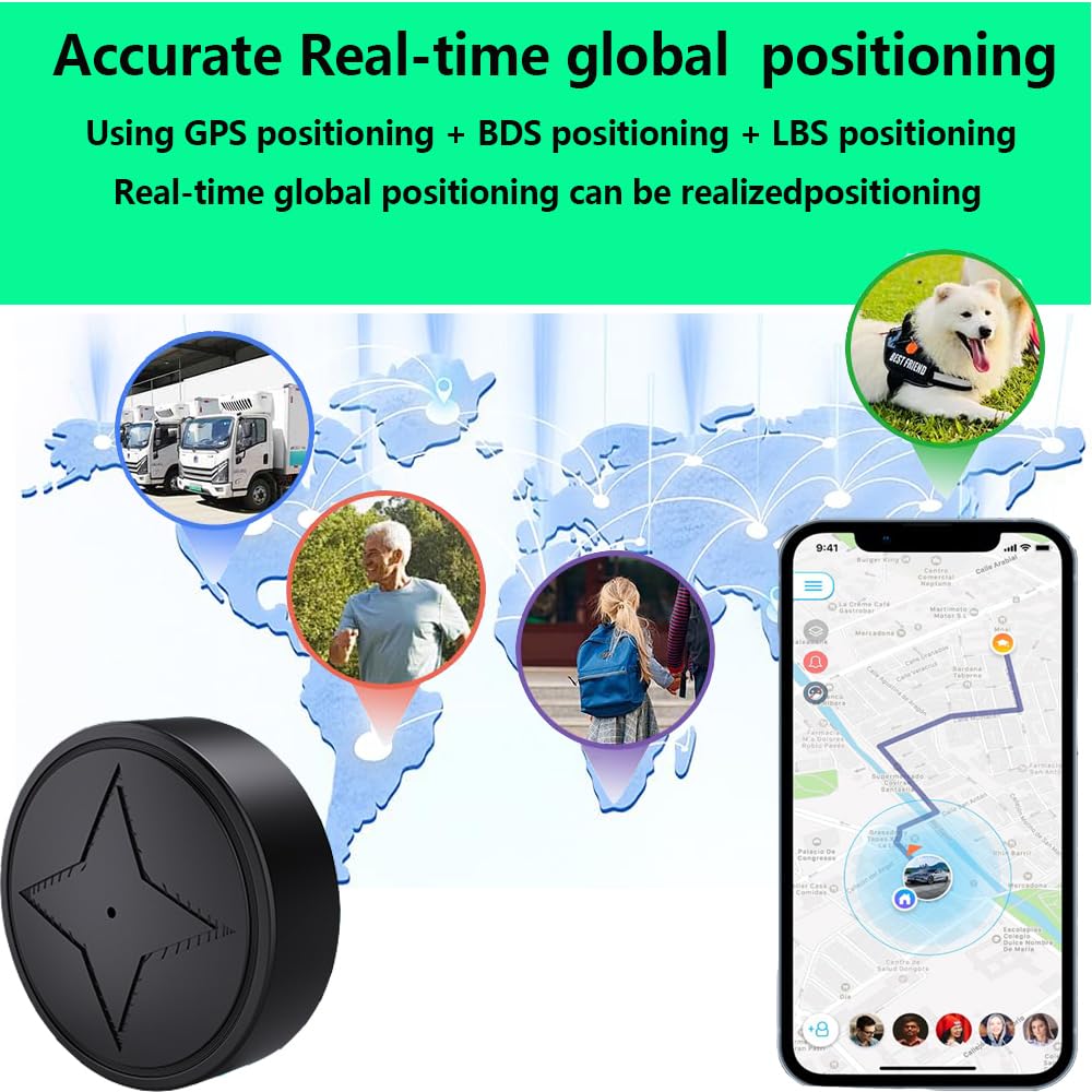 Mini GPS Tracker for Vehicles No Subscription - Car GPS Tracker Portable Real Time Magnetic GPS Tracking Device for Cars Full Global Coverage Location Tracker for Kids,Trucks/Person,No Monthly Fee
