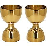 2 Pcs Gold Cocktail Measuring Jigger, Double Sided Stainless Steel Bell Cocktail Jigger 0.25/0.5/0.75/1/1.5/2oz Drink Shot Measure Jigger for Bartending, Shot Measuring Cup Bartender Jigge