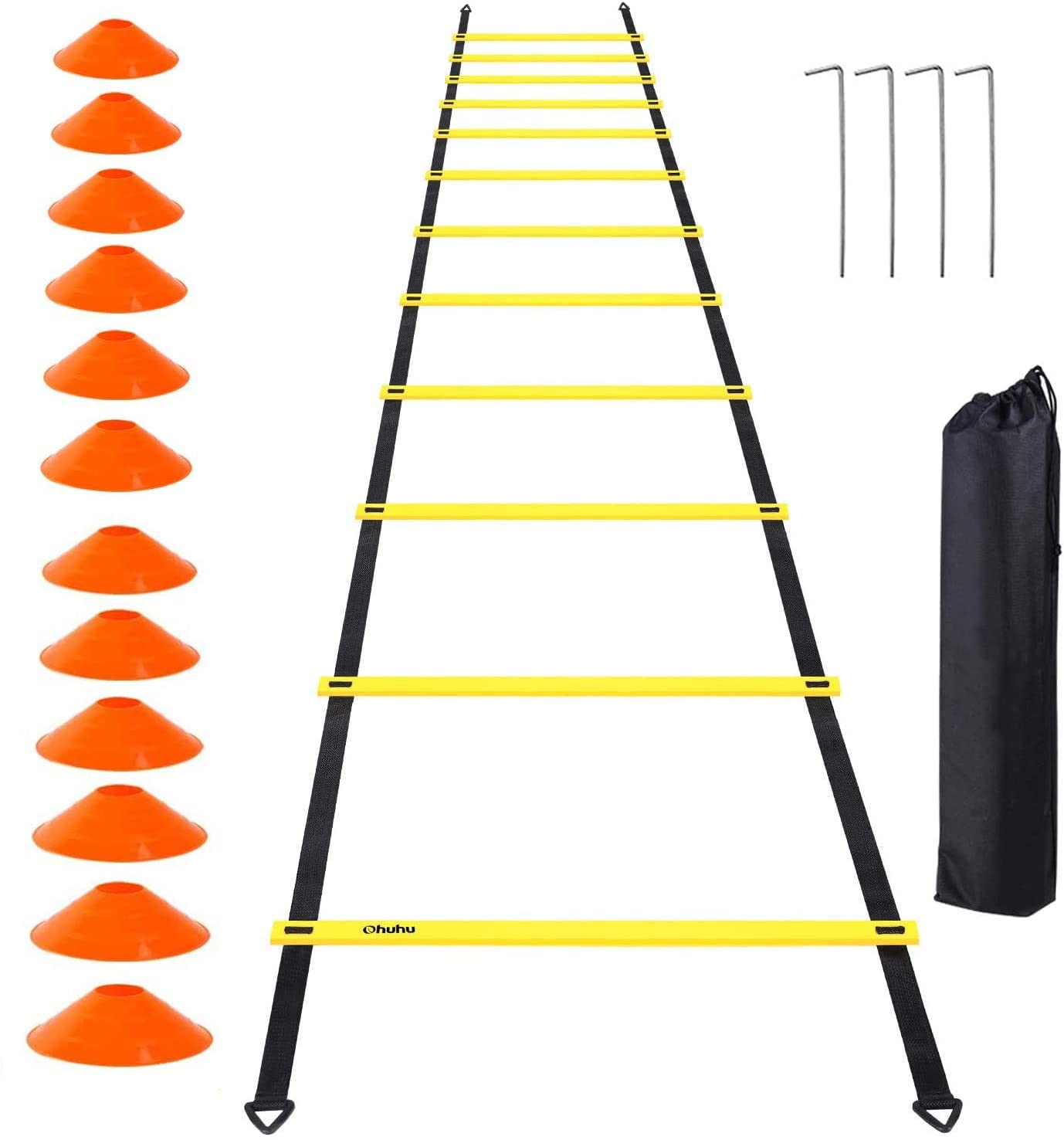 TourKing Football Speed Agility Training Ladder Set, Soccer Training Equipment Speed Ladder, Workout Ladder, Exercise Ladder for Football, Rugby, Tennis, Basketball Practice for Kids and Adults