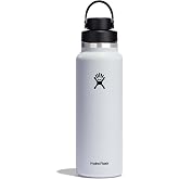 Hydro Flask Water Bottle - Insulated Stainless Steel - Wide Mouth Chug Lid, Non Spill, Leakproof in 40 Oz White