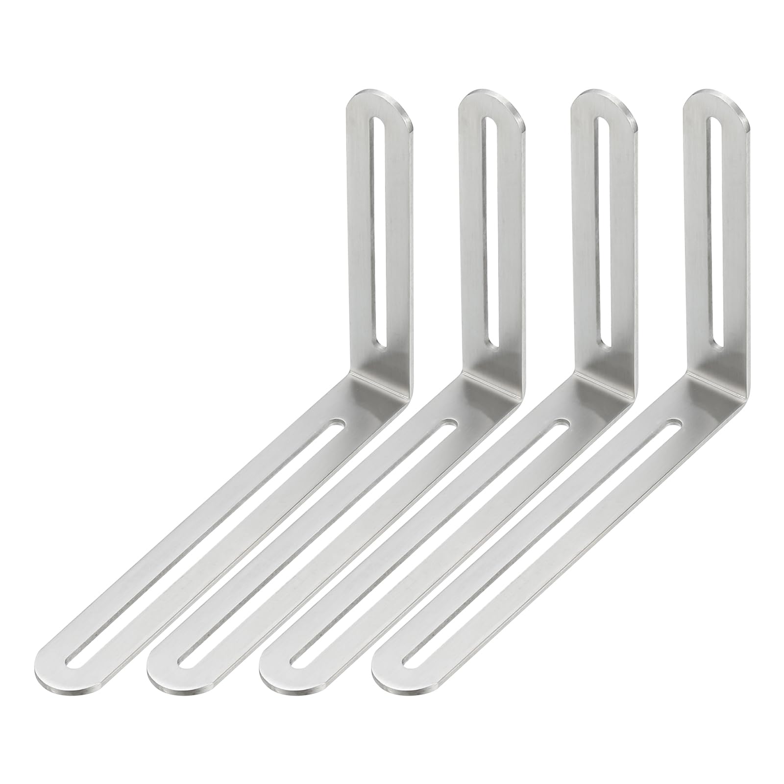 PATIKIL 6 1/2" Adjustable L-Shape Corner Brace with Slot, 4 Pcs Slidable Slotted Joint Right Angle Bracket Metal Corner Connector Bracket for Wood Chair Furniture, Silver