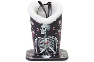 FlyingMage Plush Lined Eyeglasses Holder, Cute Magnetic PU Leather Glasses Stand Case for Women Men Kids