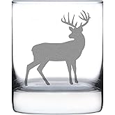 Bevvee Deer Whiskey Rocks Glass - Cabin Themed Gifts or Rustic Decor for Men and Women - Fun Whisky Drinking Tumbler - 10.25 oz