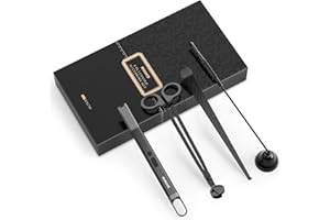 RONXS 4 in 1 Candle Accessory Set, Candle Wick Trimmer Cutter, Candle Electric Lighter, Candle Snuffer Extinguisher, Wick Dipper with Gift Package for Candle Lovers, Gift for Her (Black)