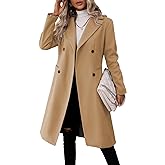 Danedvi Womens Long Double Breasted Coats Lapel Collar Pea Coat Winter Slim Fit Jackets Trench Coat Outwear