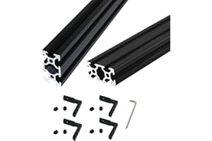 AKKACM 2pcs 200mm V Slot 2040 Aluminum Extrusion European Standard Anodized Black Linear Rail for 3D Printer Parts and CNC DIY (7.9inch)