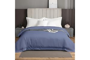 eBeddy Linens Luxury Duvet Cover Oversized King Size 120x98 Inch 100% Long-Staple Egyptian Cotton Soft and Breathable 1 Pieces Comforter Cover with Zipper Closure & Corner Ties, Steel Blue Solid