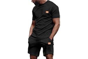 Dokotoo Men Mens Short Sets 2 Piece Outfits Summer Casual T Shirts and Shorts Tracksuit Sets with Pockets
