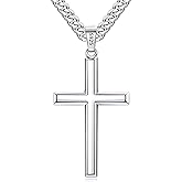 GEMAZE 925 Sterling Silver Modern Cross Necklace for Men, 18K Gold Plated Pendant with 4mm 316L Stainless Steel Diamond-Cut Cuban Chain for Men, Cross Necklaces Jewelry Gift, 16-26 Inch
