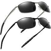 SUNGAIT Mens Narrow Polarized Sunglasses Metal Frame Small Rectangle Retro Durable UV400 Protection