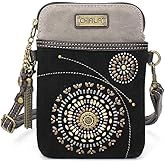 CHALA Dazzled Cell Phone Crossbody Purse-Women PU Leather Multicolor Handbag with Adjustable Strap - Starburst - black