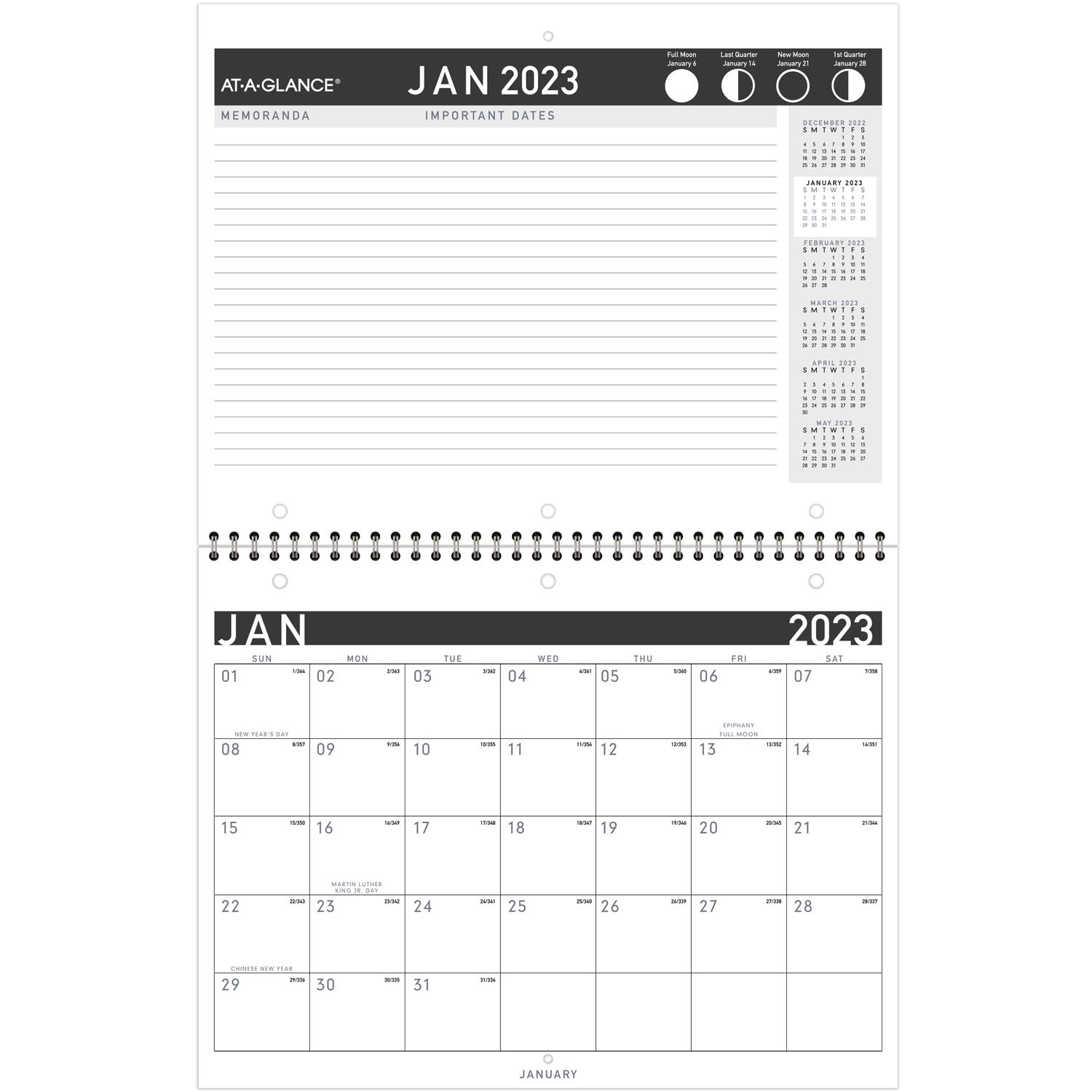 AT-A-GLANCE 2023 Wall & Desk Calendar, 8-1/2" x 11", Small, Spiral Bound, Contemporary (PM170X28)