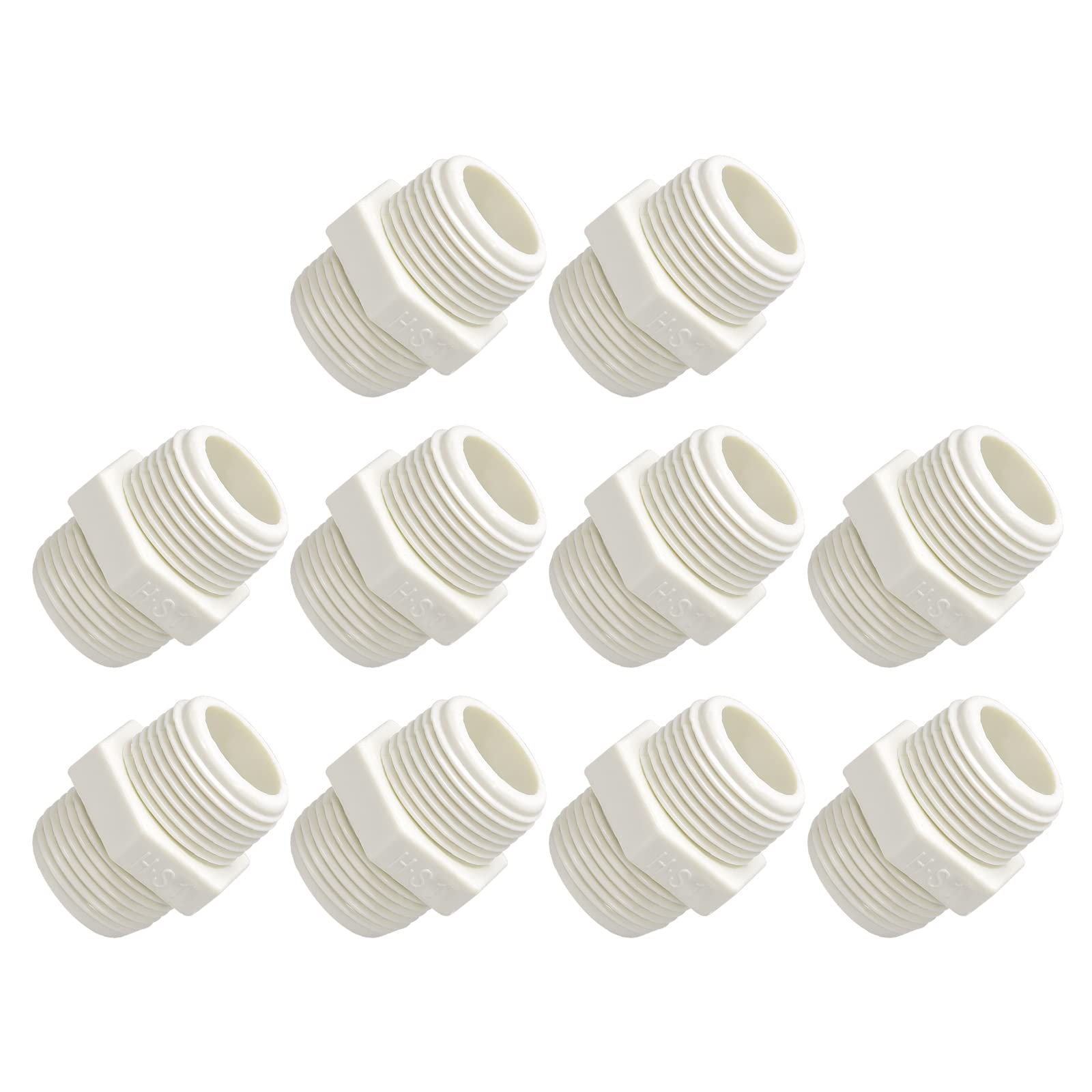 METALLIXITY PVC Hose Adapter, (G1 x G1 Male Thread) 20Pcs, PVC Pipe Fitting Connector - for Water Supplies Build, DIY, Garden Shelf Greenhouse, White