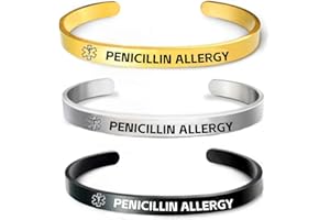 RENYILIN 3PCS Stainless steel cuff bracelet Medical alert ID Emergency first Aid bracelet