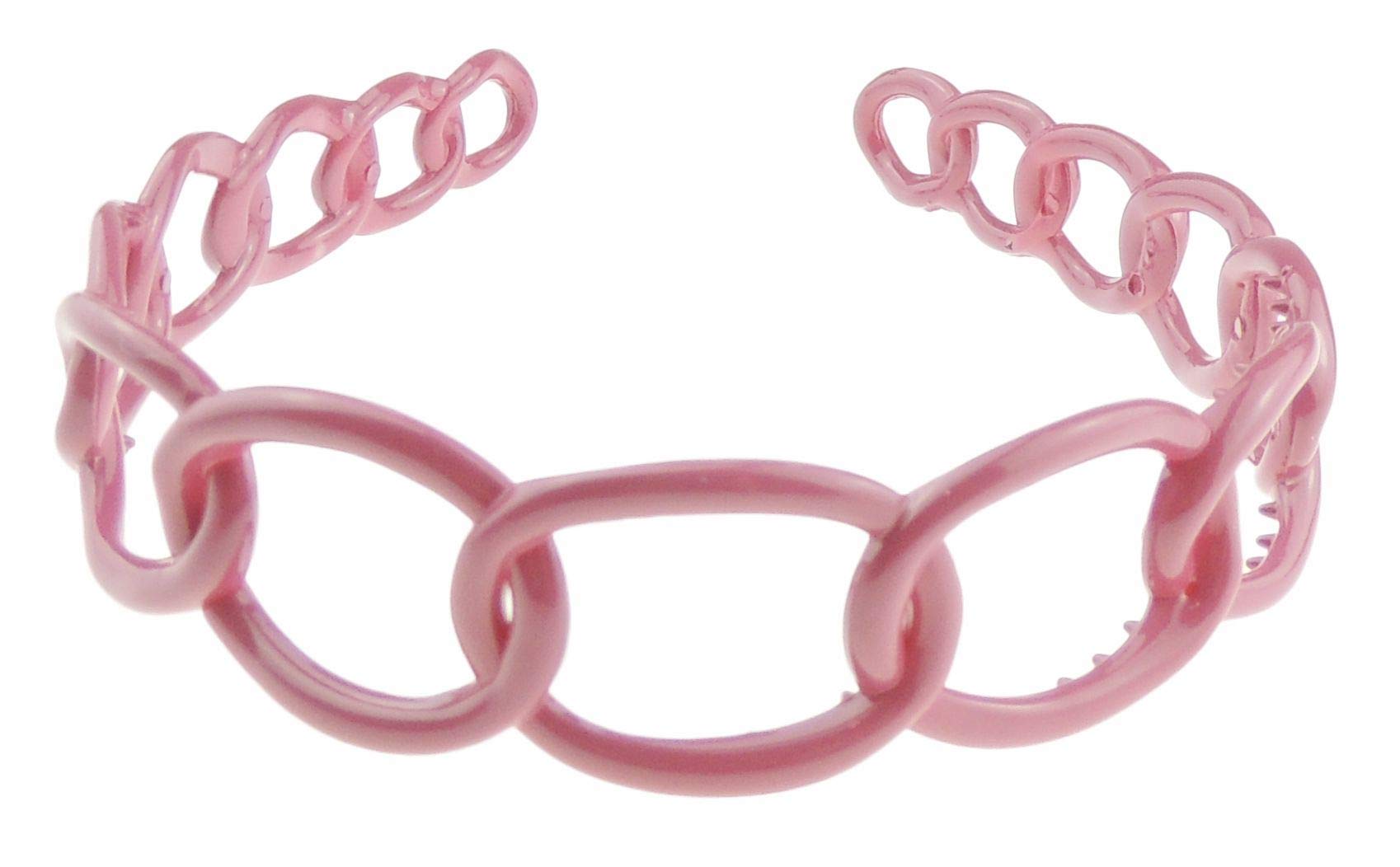 GIRLS SMALL HEAD LADIES School Uniform Birthday Party Hair Accessories Plain Plastic Strong Teeth Wide Circles Chain Links Stencil Short Long Hair Headband Alice Band Hairband (Dark Pink)