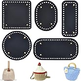 PH PandaHall 5 Style Crochet Bag Bottom PU Leather Bottom Shaper Pad Black Hand-Woven Bag Cushion Base with Holes Crochet Basket Base for DIY Handbag Shoulder Bucket Bags Purse Making Supplies