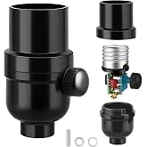 Qryphent Full Range Dimmer Lamp Socket Replacement E26 Light Bulb Socket | Rotating Dimmer Switch Knob UL Listed Black Lamp Socket Replacement for Dimmable LED, Incandescent Lamp, 1-Pack
