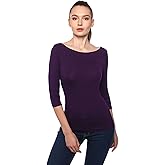 AmélieBoutik Women Boat Neck Raglan 3/4 Sleeve Blouse