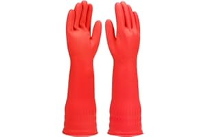 Rubber cleaning gloves 1 or 3 Pairs for kitchen,Cotton Lining,Dishwashing gloves long with lined,Reuseable.