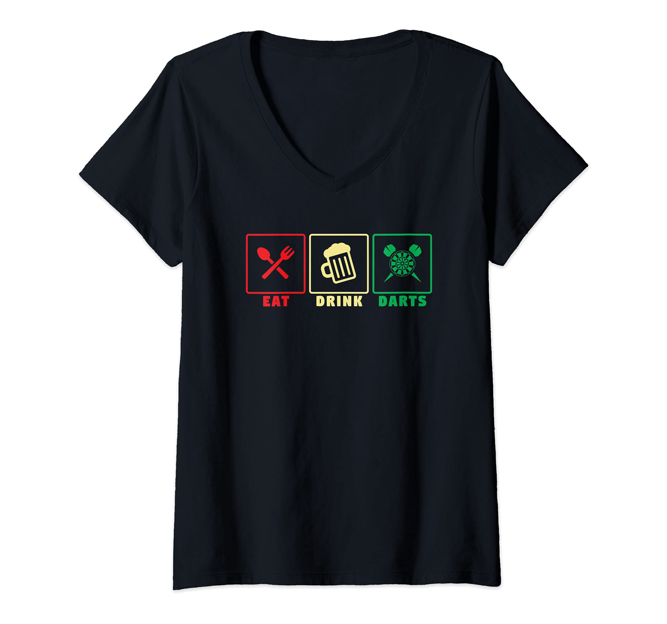 Womens Eat drink darts - darts player V-Neck T-Shirt