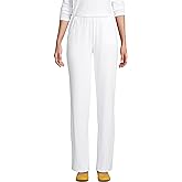 Lands' End Women's Relaxed Fit Sport Knit High Rise Pants - Soft Cotton Pull-On with Elastic Waist