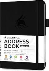Clever Fox Address Book PU Leather with Alphabetical Tabs Medium 13.5 x 19 cm